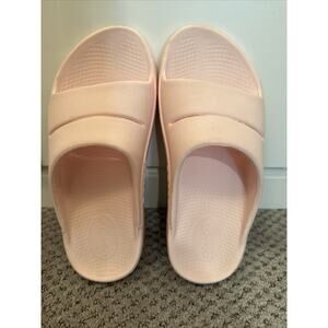 OOFOS Ooahh Slide Recovery Foam Sandals Pink Blush Pickleball Beach Pool Size 6